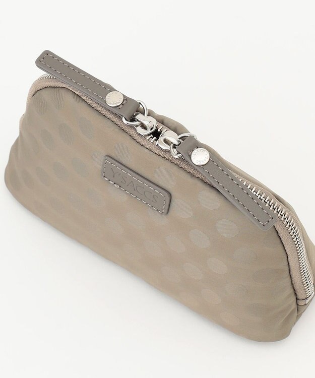 Y'SACCS ドットジャカード　コスメポーチ グレージュ