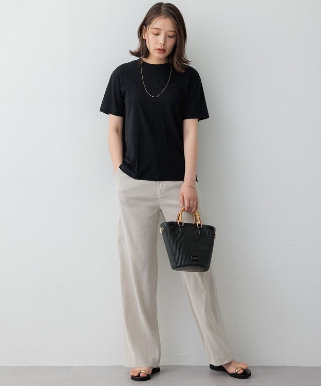 23区 【SLOW/WEB限定】シアーツイストシングルジャージー Tシャツ ブラック系