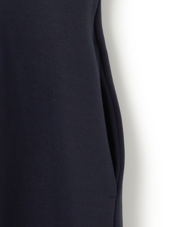 ICB 【洗える】 レーヨンストレッチポンチ フレアワンピース ネイビー系