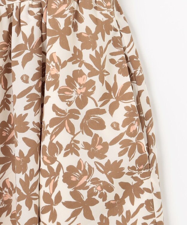 自由区 L 【洗える】スノーフラワープリント ワンピース モカ系