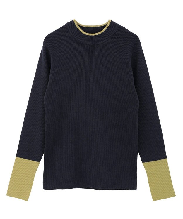 AMERICAN HOLIC バイパチリブモックネックニットプルオーバー Navy
