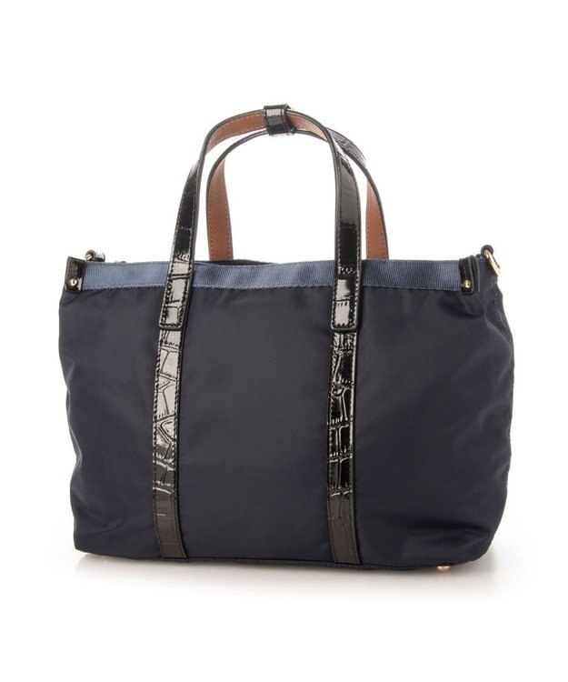 LA BAGAGERIE 【エコユース】ナイロン×型押しエナメル　2WAYミニトート ネイビー