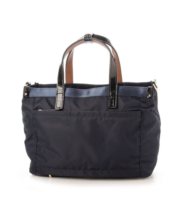 LA BAGAGERIE 【エコユース】ナイロン×型押しエナメル　2WAYミニトート ネイビー