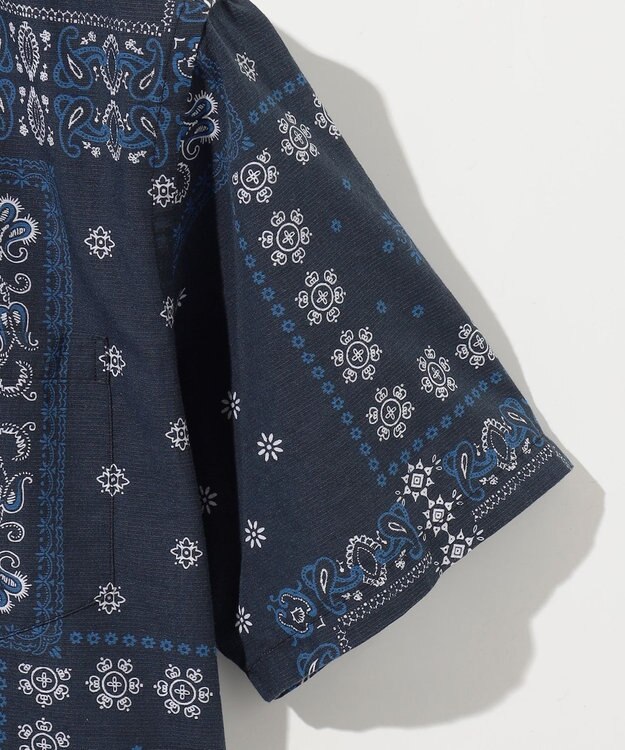 JOSEPH ABBOUD 【サスティナブル素材】コットンリヨセルリネンバンダナプリント シャツ ネイビー系6