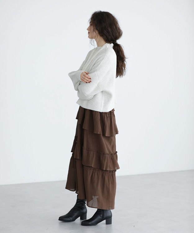 Green Parks ■ＥＳＣＡＲ　ピンタックスリーブニット Off White