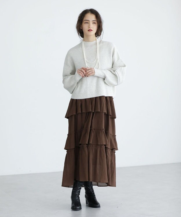 Green Parks ■ＥＳＣＡＲ　ピンタックスリーブニット Off White