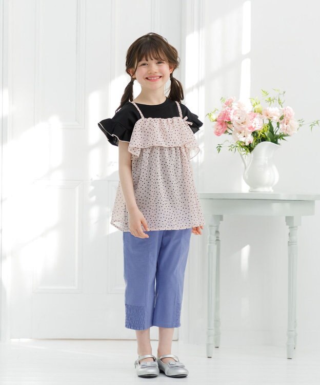 組曲 KIDS 【110-140㎝】ドットキャミ＋TシャツSET ピンク×ブラック