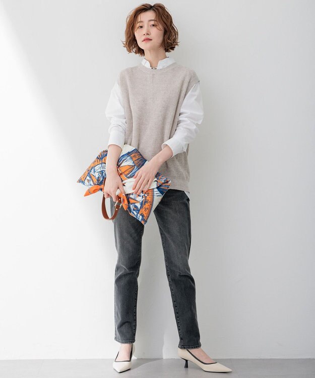 23区 L 【Oggi4月号掲載/洗える】CANCLINI スキッパー シャツ ホワイト系