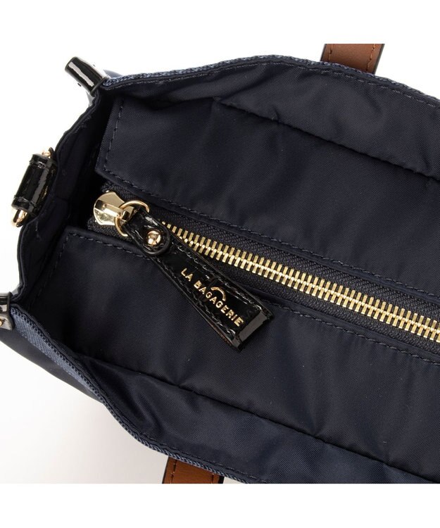 LA BAGAGERIE 【エコユース】ナイロン×型押しエナメル　2WAYミニトート ネイビー