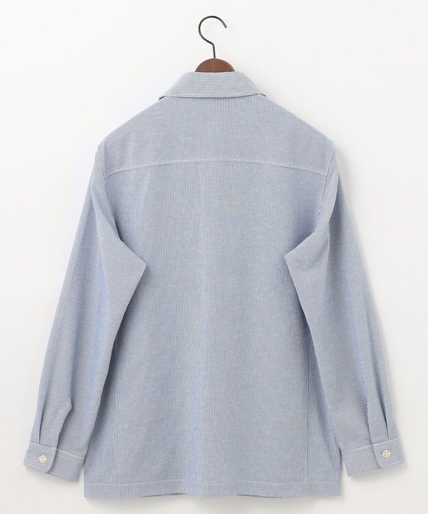 JOSEPH ABBOUD 【清涼・軽量・夏の軽羽織】クールサッカー ライトシャツ アウター ブルー系