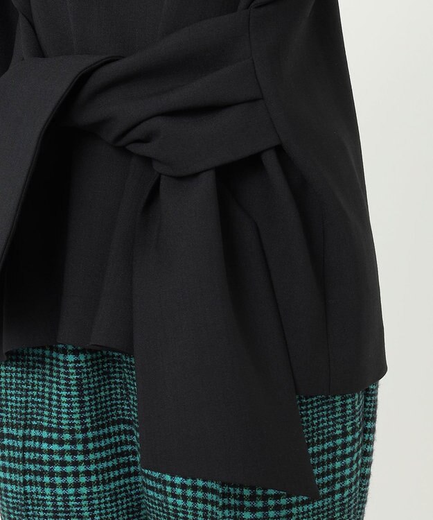 23区 L 【R(アール)】ウールダブルクロス ウエストリボンブラウス ブラック系