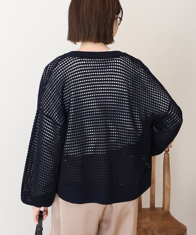 AMERICAN HOLIC 【先行予約】ジップアップメッシュニットカーディガン【WEB限定カラー有り】 Dark Navy