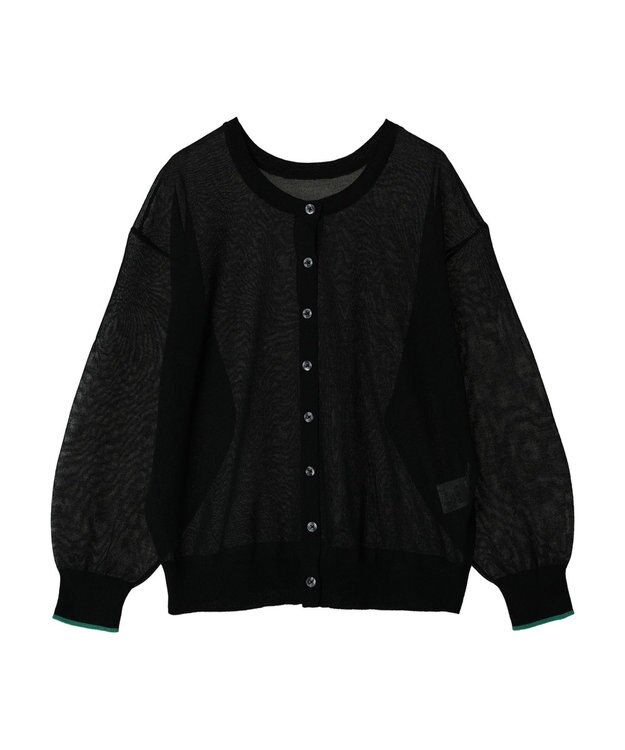 AMERICAN HOLIC バイカラーシアーニットカーディガン Black