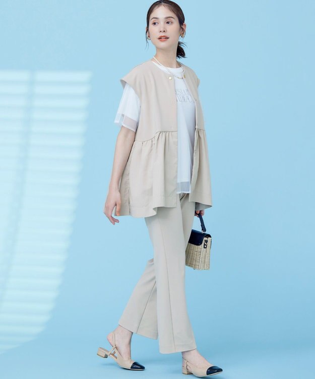 組曲 S 【接触冷感・吸湿・UVカット】ジョーゼットジャージー ジレ ラテベージュ系