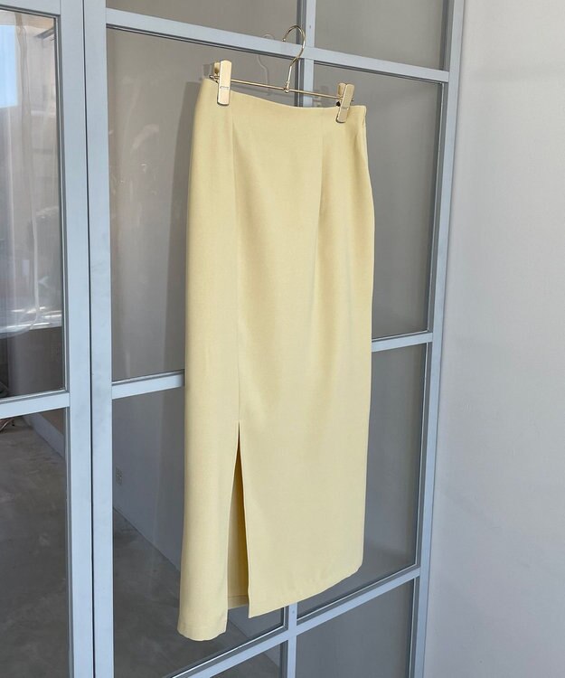 Feroux ソフトツイルナロースリット スカート イエロー系