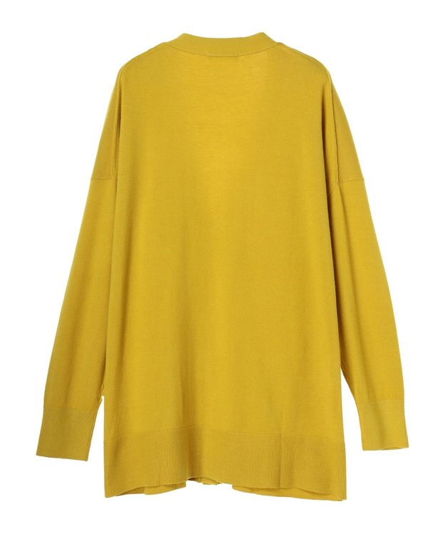 Green Parks もちやわ　Ｖネックミディ丈ニットカーディガン Yellow