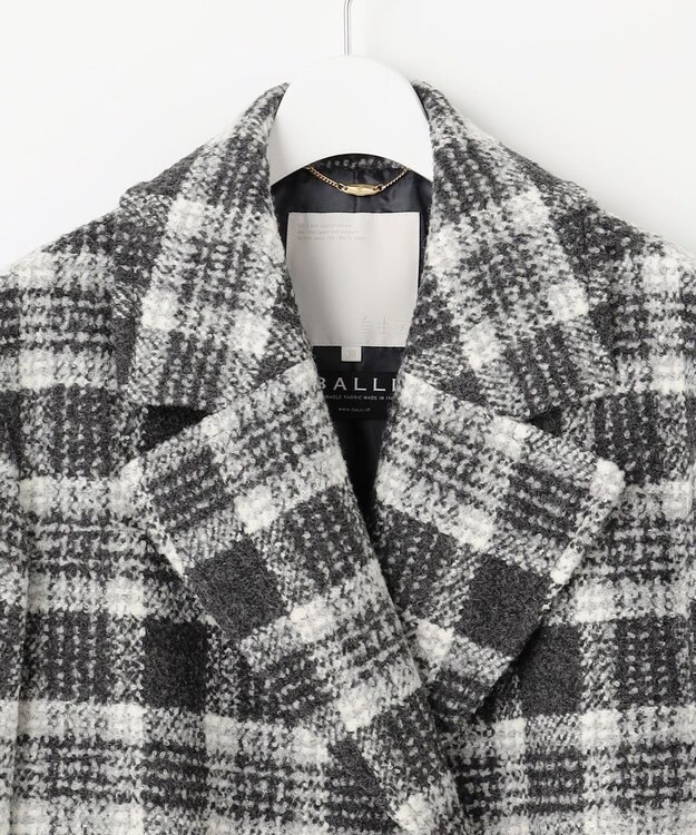 自由区 S BALLIループミルドチェック コート グレー×オフ