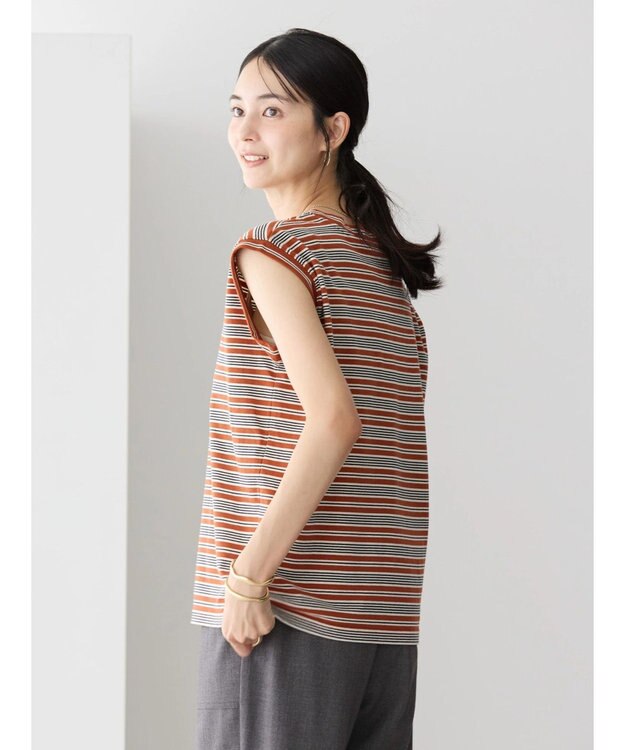 AMERICAN HOLIC マルチボーダーノースリーブカットプルオーバー Terracotta