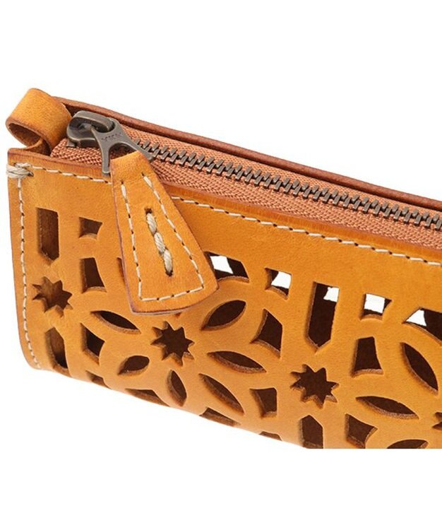 genten カットワーク ペンケース イエロー