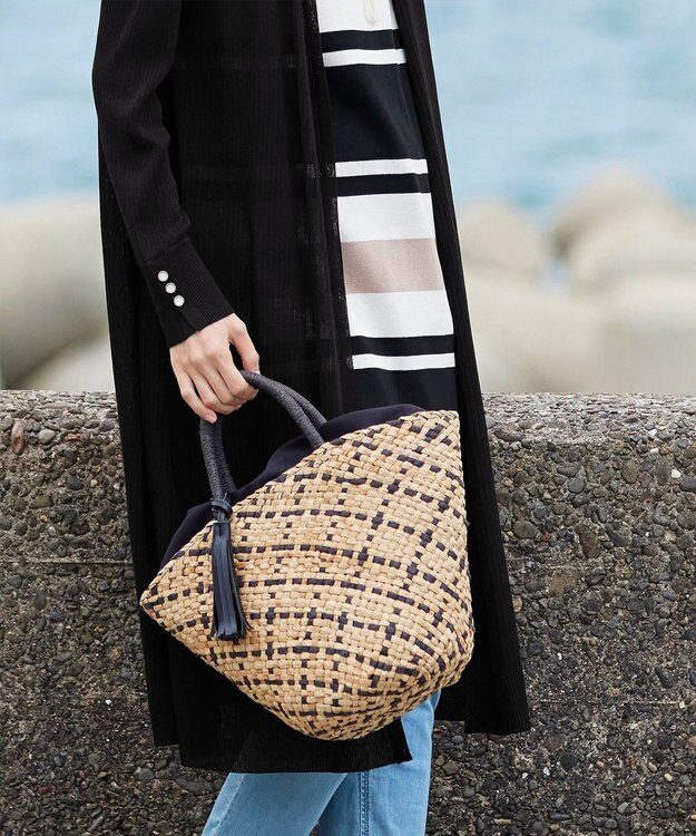 Tiaclasse 【洗える】ボタン付きロングリブカーディガン ブラック