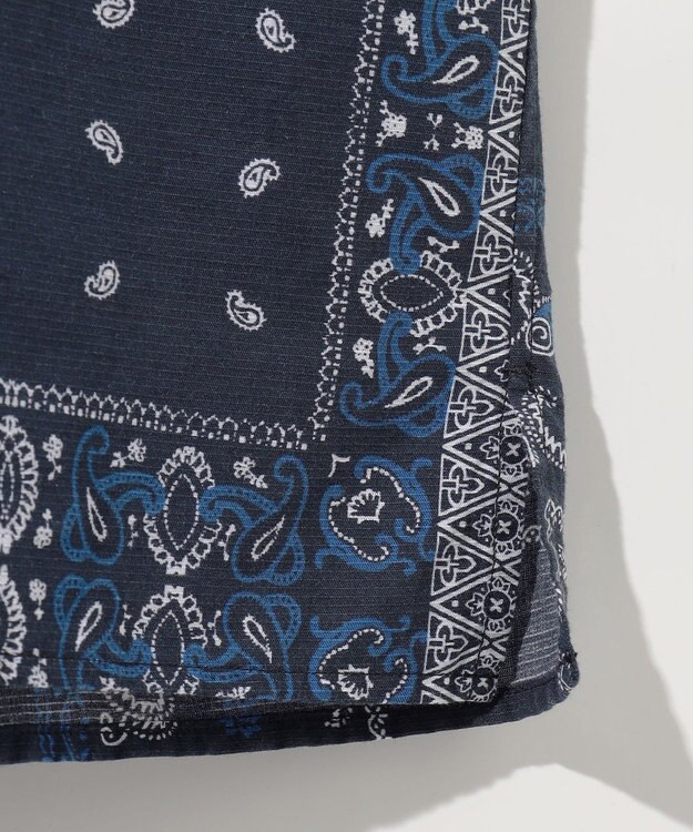 JOSEPH ABBOUD 【キングサイズ・サスティナブル素材】コットンリヨセルリネンバンダナプリント シャツ ネイビー系6