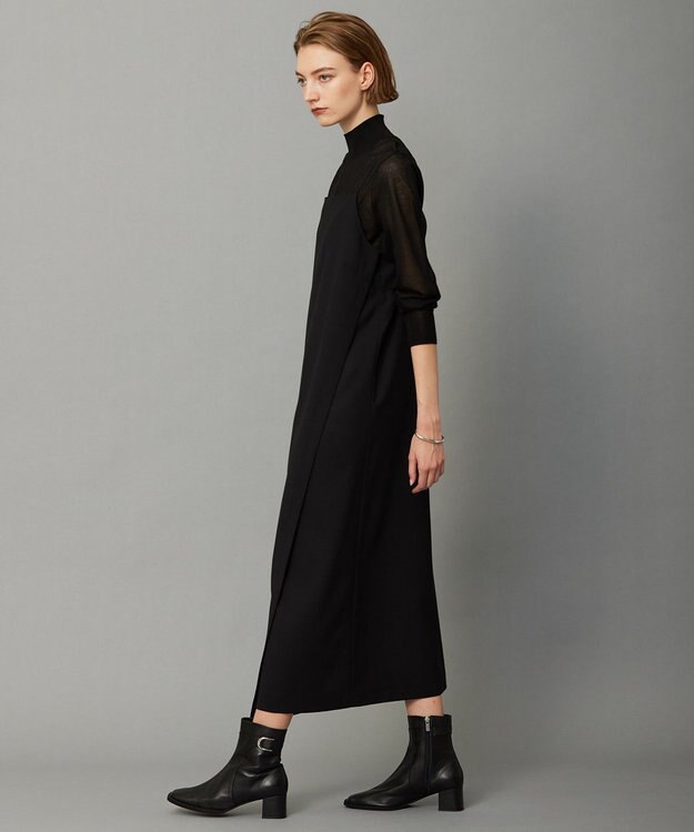 ICB L 【洗える】ウール2WAYストレッチ キャミソールワンピース ブラック系