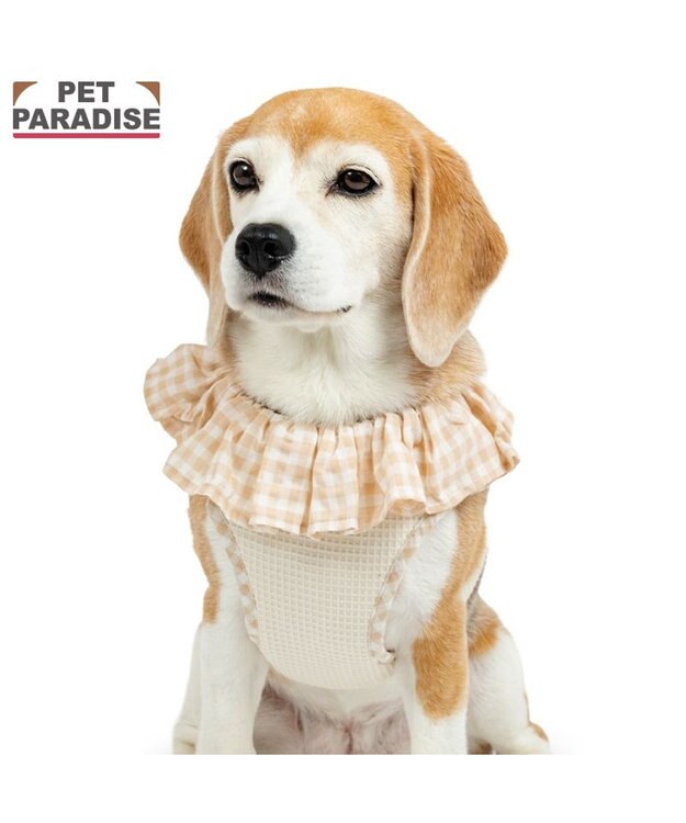 PET PARADISE ペットパラダイス くまちゃん ピエロ襟ベストハーネス ＳＭ ベージュ