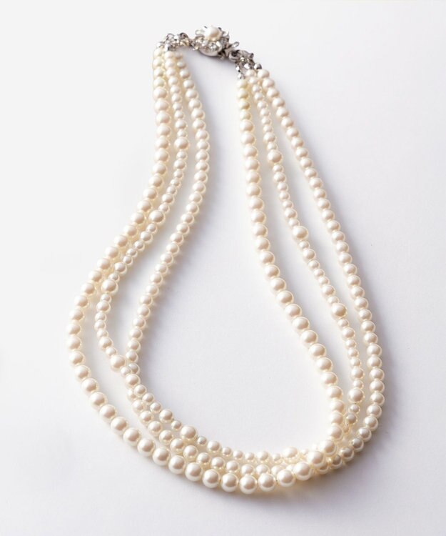 J.PRESS LADIES 【3way】3連パール ネックレス シルバー系