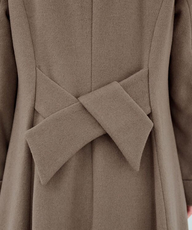 Tiaclasse 【ウール混】ノーカラーバックリボンウールコート モカ