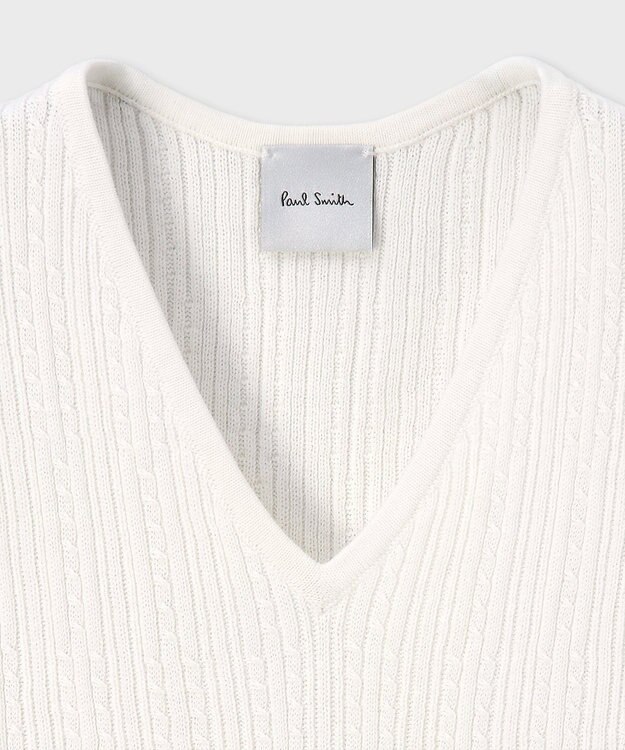Paul Smith ストライプポイント Vネックニット オフホワイト