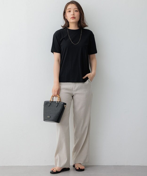 23区 【SLOW/WEB限定】シアーツイストシングルジャージー Tシャツ ブラック系