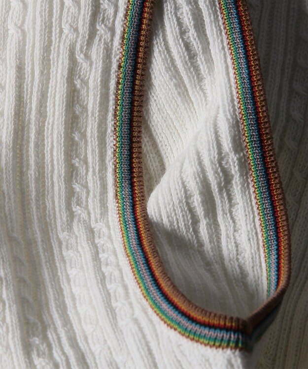 Paul Smith ストライプポイント Vネックニット オフホワイト