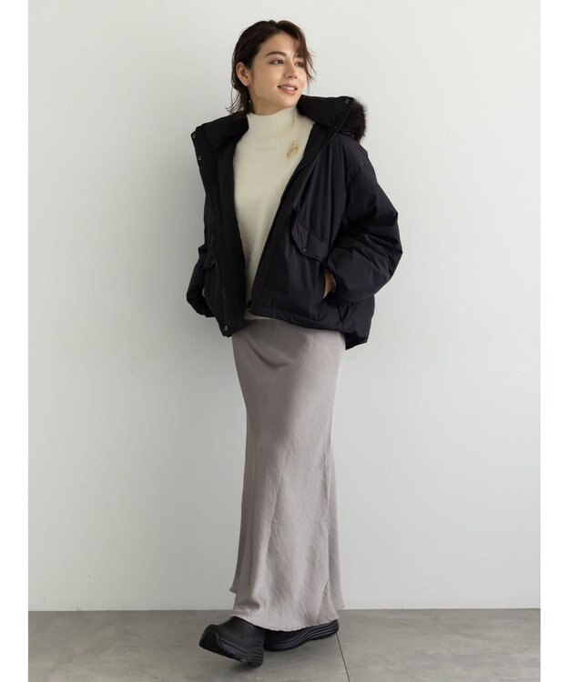 Te chichi 【宮本茉由着用】ハイネックフェザーニット オフホワイト