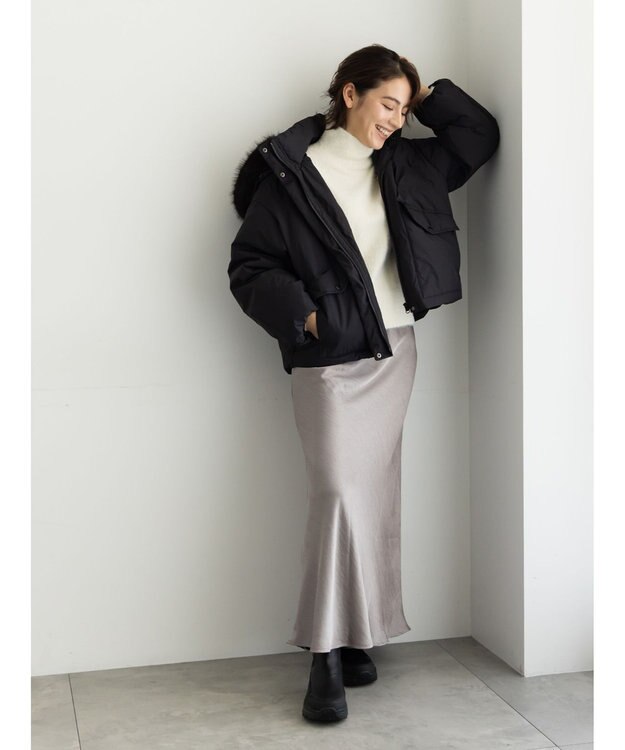 Te chichi 【宮本茉由着用】ハイネックフェザーニット オフホワイト