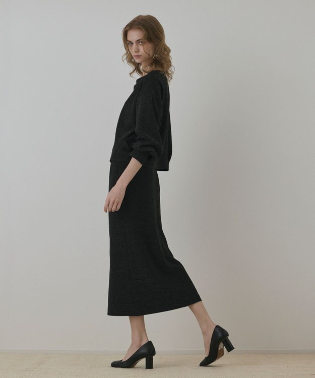 GRACE CONTINENTAL ラメカットスカート ブラック