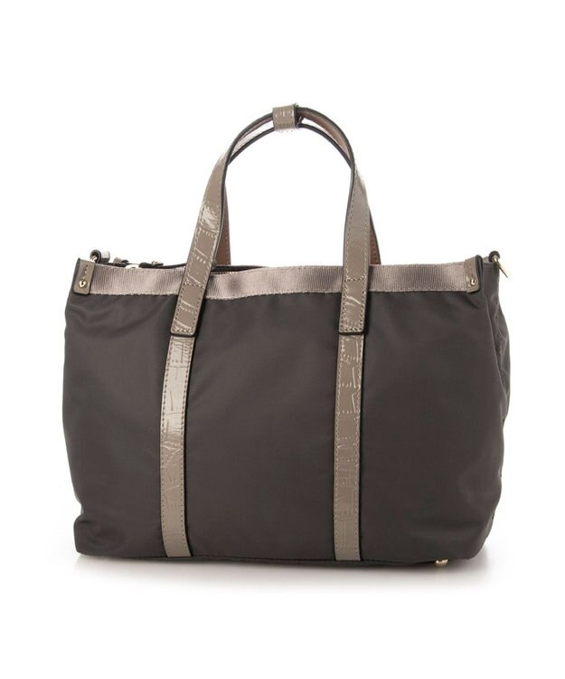 LA BAGAGERIE 【エコユース】ナイロン×型押しエナメル　2WAYミニトート グレー