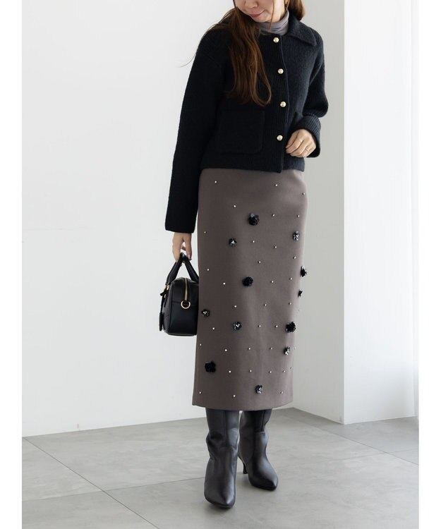 Te chichi ビジューデザインナロースカート《2025winter catalog item》 モカ