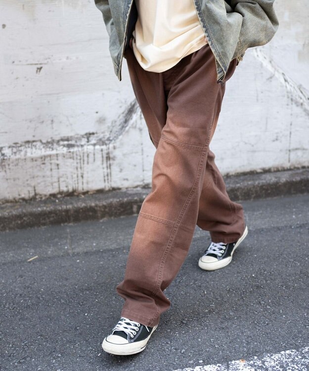 WEGO 【ウエストゴム/MLサイズ展開】ージーダブルニーパンツ ブラウン