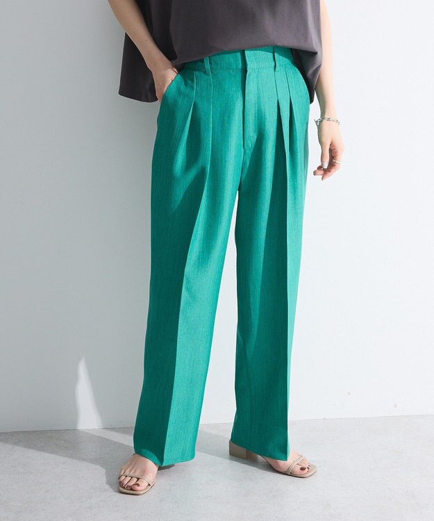 Green Parks ・ＥＬＥＮＣＡＲＥ　ＤＵＥ　リネンライク２タックパンツ Green