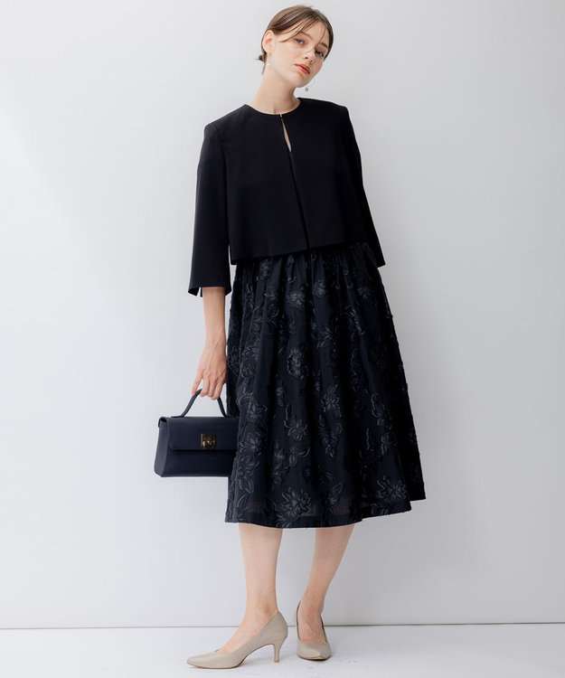 23区 S 【APPLAUDIR】ジャカードコンビ ドレス ブラック系