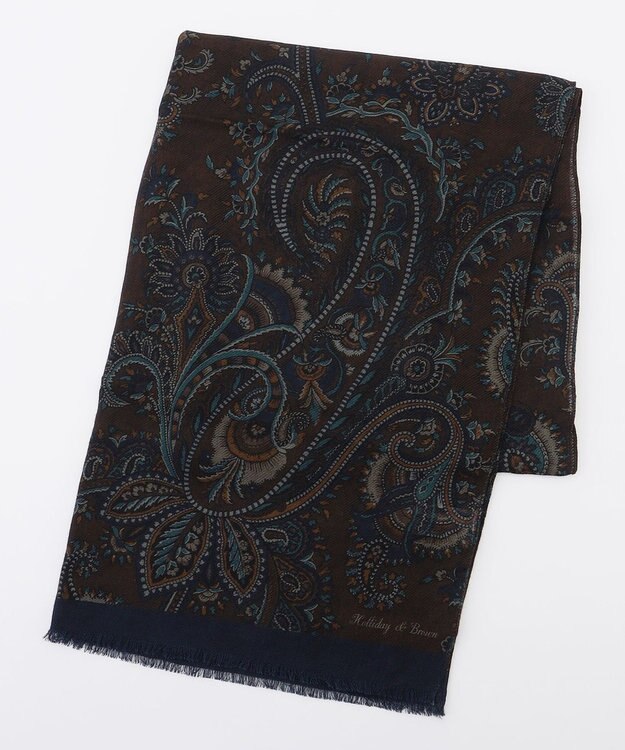 JOSEPH ABBOUD 【イタリアHolliday&Brown社製】ペイズリープリント ストール ダークブラウン系7