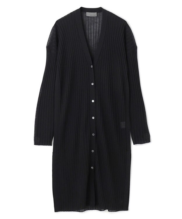 uncrave シアーニット リブロングカーディガン ブラック