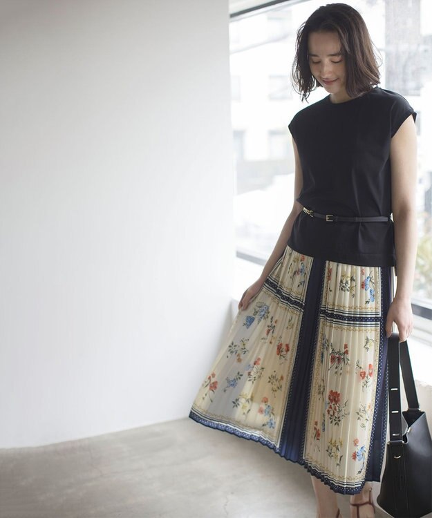 組曲 S スカーフパネルプリント スカート アイボリー系5