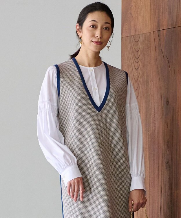 自由区 【洗える】シャーリング ブラウス オフホワイト