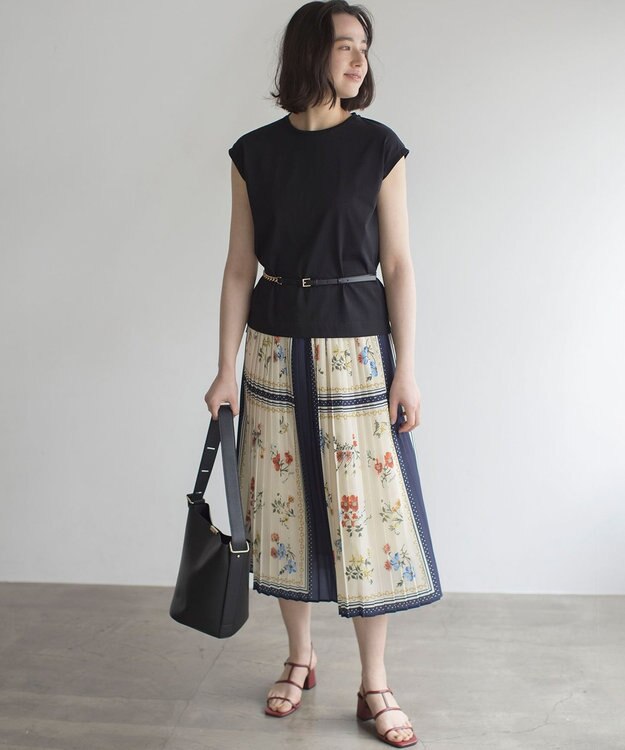 組曲 S スカーフパネルプリント スカート アイボリー系5