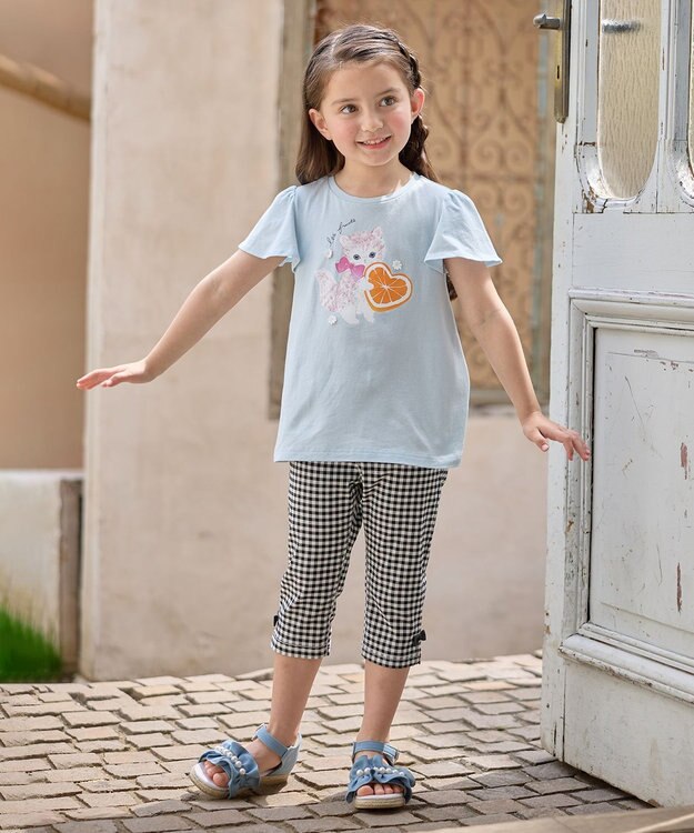 ANY KIDS 接触冷感 しろくま パンツ ブラック×ギンガム