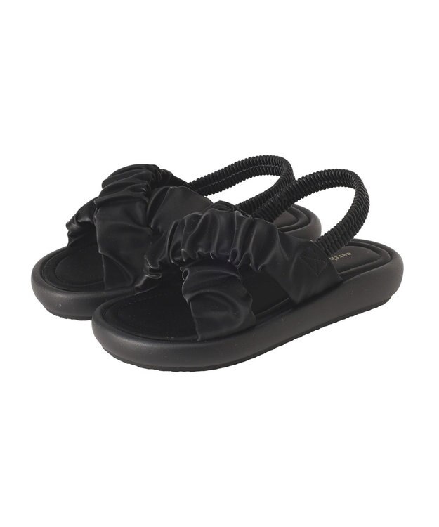 earth music&ecology ギャザークロスサンダル Black