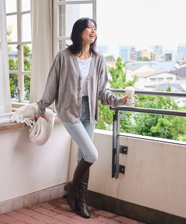 WEGO 【WEB限定/2025年秋冬新作//洗濯可/MLサイズ展開/ユニセックス着用ITEM】ドロップショルダーカーディガン グレー