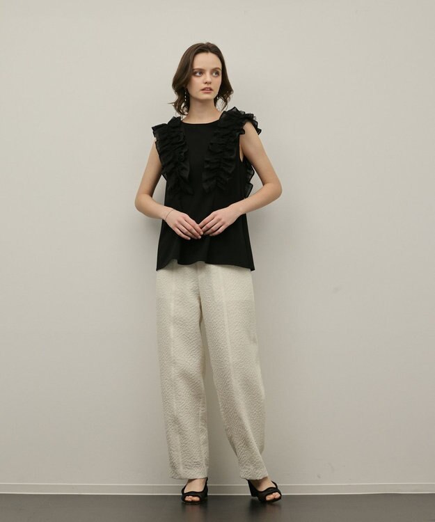 GRACE CONTINENTAL フリル切替カットトップ ブラック