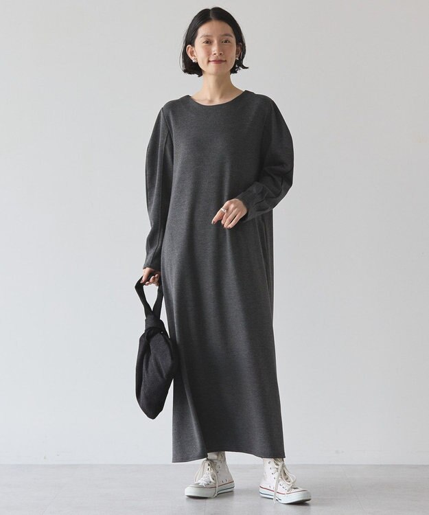 AMERICAN HOLIC 袖コンシャスポンチワンピース Gray Mixture